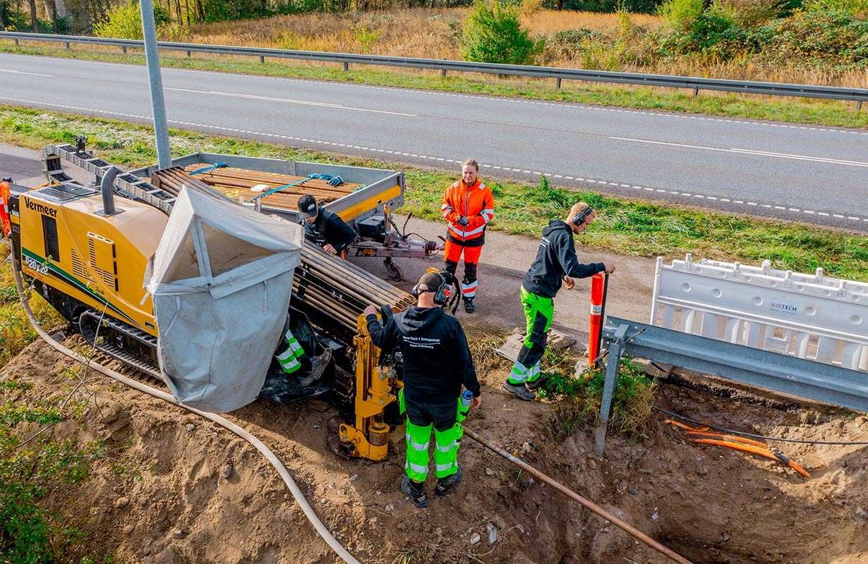 Styret underboring i Roskilde tæt på Skibby. Styrbar underboring på hele Sjælland.